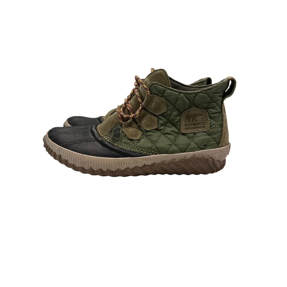 Sorel Out N About Plus Conquest Olive Green Waterproof Boots NL3152-371 Womens 9